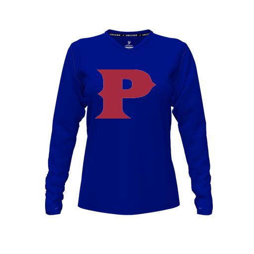 [CUS-DFW-TEES-CMF-VNK-LSL-RYL-FYXS-LOGO1] Comfort T-Shirt (Female Youth XS, Royal, V Neck, Logo 1, Long Sleeve)