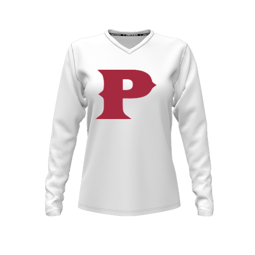 [CUS-DFW-TEES-PER-VNK-LSL-WHT-FYXS-LOGO1] Performance T-Shirt (Female Youth XS, White, V Neck, Logo 1, Long Sleeve)