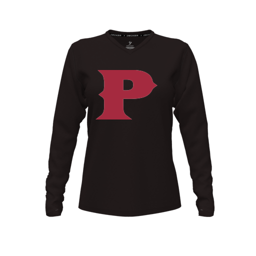 [FTLVPTBK-FYXS-LOGO1] Decker Performance T-Shirt (Female Youth XS, Black, V Neck, Logo 1, Long Sleeve)