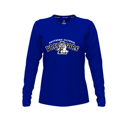 [CUS-DFW-TEES-PER-VNK-LSL-RYL-FYXS-LOGO2] Performance T-Shirt (Female Youth XS, Royal, V Neck, Logo 2, Long Sleeve)