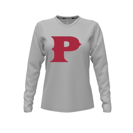 [CUS-DFW-TEES-PER-VNK-LSL-GRY-FYXS-LOGO1] Performance T-Shirt (Female Youth XS, Gray, V Neck, Logo 1, Long Sleeve)