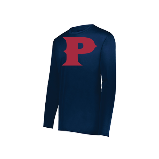 [222823.065.S-LOGO1] Youth LS Smooth Sport Shirt (Youth S, Navy, Logo 1)