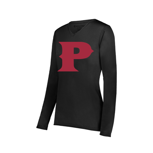 [222824.080.S-LOGO1] Ladies LS Smooth Sport Shirt (Female Adult S, Black, Logo 1)