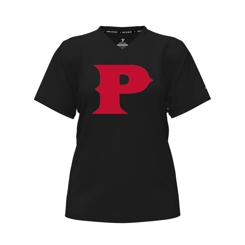 [CUS-DFW-TEES-CMF-VNK-SSL-BLK-FYS-LOGO1] Decker Women's Comfort T-Shirt - Short Sleeve (Black, Female Youth S, Logo 1)